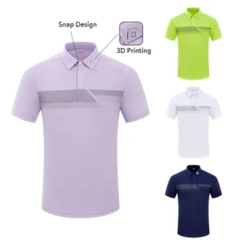 Golfist Мъжка Тениска За Голф, бързо съхнещи Мъжки Блузи С Къс Ръкав, Мъжки Еластична Риза С Отложным яка, Дишащи Спортни Дрехи На райета, S-3XL