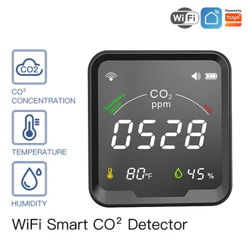 3 в 1 Hristo Smart WiFi CO2 Сензор Интелигентен Измерител на Въглероден диоксид Сензор за Температура и Влажност на въздуха Монитор 