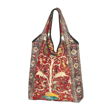 Чешки коприна Антикварен Персийски килим Чанта за пазаруване на хранителни стоки Турски етнически Килим Чанта през рамо за купувачите Чанти голям капацитет