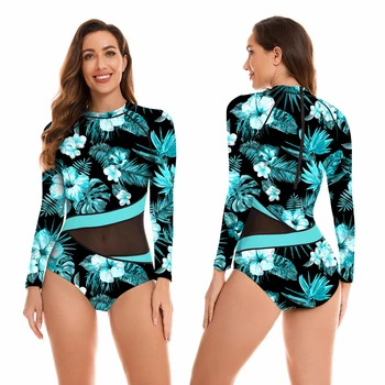 2024 Секси Летни Дамски Бански Защита от акне UPF 50 + Плавательная риза едно Парче Бански за плуване, Бански костюм Плажни Дрехи, Боди