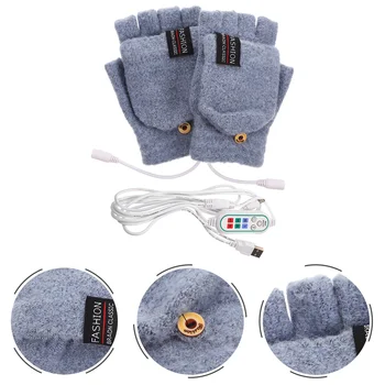Ръкавици с USB-топъл, мъжки ръкавици с топъл за умни топла кола, възли, без пръсти, акумулаторни, Miss Ski