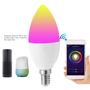 Гласов Контрол E12 E14 Rgbcw Работи С Алекса Home Smart Home Умна Свещ Лампа На Hristo Led Лампа Zigbee 3.0 От 5 W