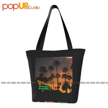 Бургери In-N-Out California Залези & Palm Trees Забавни чанта Удобна Пазарска чанта, Устойчив на разкъсване