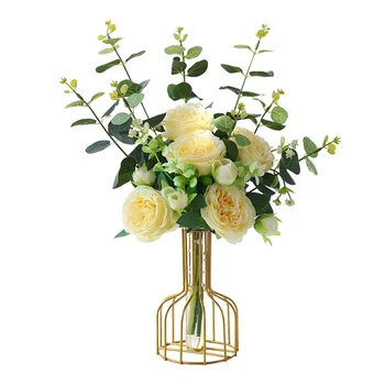 Проста ваза за цветя, Желязо Художествена Ваза, Прозрачни стъклени вази за пробирок, декоративни за домашния офис, изкуствени цветя, 0