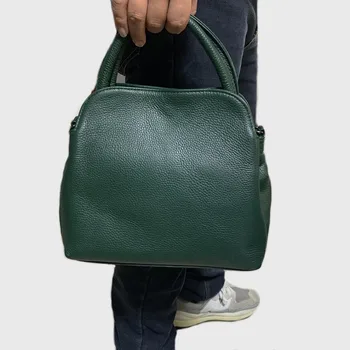 Дамска чанта, дамска чанта за през рамото от естествена кожа, нови модни дамски чанти-незабавни посланици, однотонная луксозна мамина чанта за ръце