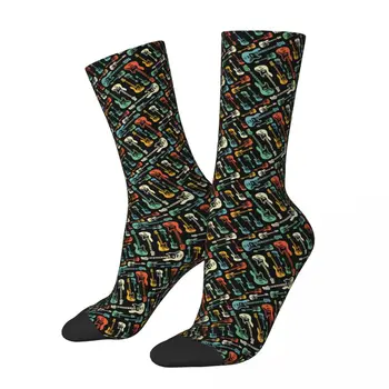 Луд Компрессионный Чорап за Мъже Бас Китара Безпроблемна Тема Хип-Хоп Harajuku Ретро Бас Китара Качествен Модел За Момчета Экипажный Чорап