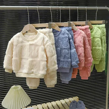 Детски пижамный комплект, топла есенно-зимни пижами за децата, удебелена домашни дрехи за момчета и момичета, комплект плюшени детски дрехи от 1 до 10 години
