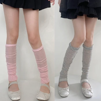 Дамски обикновена гамаши Y2k от прозрачна дантела на окото, гамаши в готически стил, чорапи до прасците, Тънки чорапи