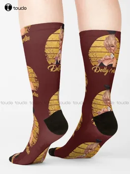 Златната Игра Портрет На Доли Доли Партън Чорапи Мъжки Чорапи Персонализирани Потребителски Унисекс Възрастни Юношески Младежки Чорапи 360 ° Цифров Печат