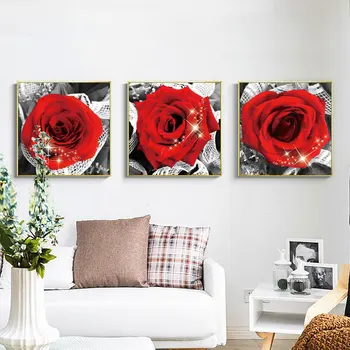 Модерни цветя, плакати и щампи, стенно изкуство, живопис върху платно, от красиви картини с червени рози за всекидневна декор Cuadors, без рамка