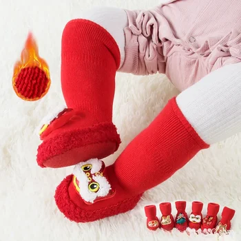 Червена Празнична Коледна Коледна вълна чаша, удебелена детски обувки и чорапи принцеса, Порцелан вятърна тръба, нескользящая за новородено бебе