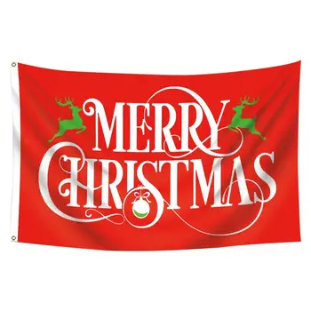Коледен двустранно отворена флаг, Коледен банер, всички сезони флаг от полиестер, Зимни и коледни декорации за външни пространства
