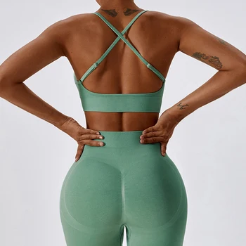 Безпроблемно монтиране сутиен за йога Antibom, спортен съкратен топ за бягане на открито, жилетка за фитнес на гърба за жени