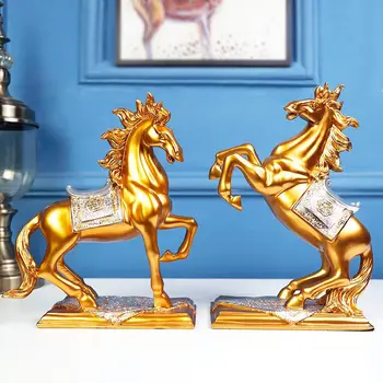 Статуя пред коня от смола, за офиса, дома, Скулптура с орнаменти във формата на животни, Художествена фигурка на коня на дыбе, Декоративна скулптура