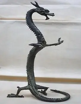 изискан МЕСИНГОВИ Фигури, статуи на китайски дракон височина 17 