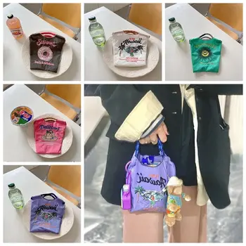 Японската холщовая чанта с бродерия на веригата, кавайная косметичка, пазарска чанта, найлонова чанта за съхранение, мини чанта с принтом за момичета 0