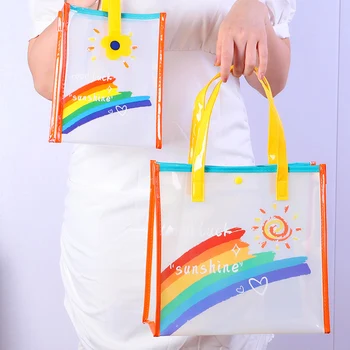 Прозрачната чанта-тоут, чанта за момичета, водоустойчива чанта, изработена от PVC, пластмаса подарък пакети за деца, Женски прозрачни чанти за пазаруване, чанта за гмуркане