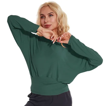 Коледни Зелени Свободните Пуловери с дълги ръкави, Спортни Дамски ризи, Удобно спортно облекло за тренировки, Дамски блузи, Есенна тениска и блуза