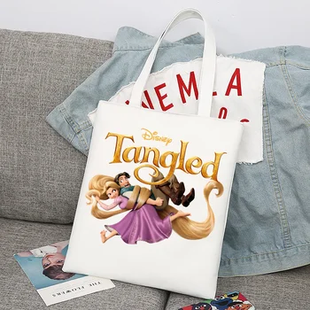 Disney Tangled принцеса Рапунцел Сгъваема множество тъканта, чанта за пазаруване Harajuku, студентски холщовая чанта-тоут, чанта за количка, чанта