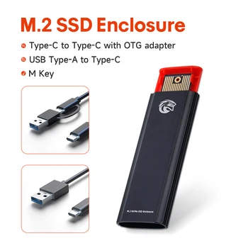 KingSpec 10 gbps M2 NVMe SSD HDD Case Box M. 2 NMVe SSD към USB 3.1 Корпус Type-A-Type-C Кабел за M2 SSD с OTG 0