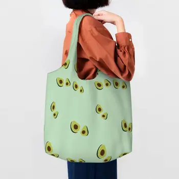 Чанта за пазаруване с шарени авокадо, забавна холщовая чанта за пазаруване, чанта през рамо, по-голямата голям здрава плодови веганская чанта