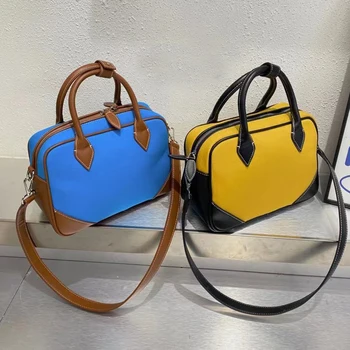 Чанти-възглавници Boston За жени, луксозни дизайнерски чанти и портмонета 2023 г., новост в модата, Контрастиращи цветове, срастване на рамото си.