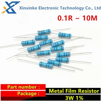 20PCS 3 W 1% Метален Филмът Резистор 0.1 R ~ 10 М Захранващ Резистор 2 3.3 4.7 10R 47 68 100 220 360 и 470 Ома 1K 2.2 K 10K 22K 47K 4.7 K 100K