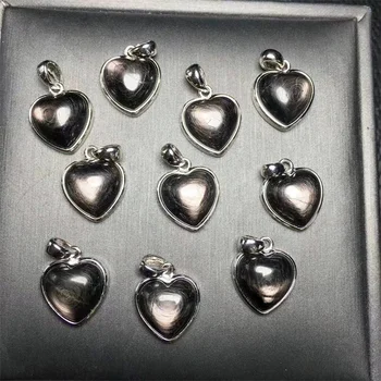 S925 Натурален Гиперстеновый Висулка Във Формата На Сърце От Сребро Кристали, Рейки Исцеляющий Камък Мода За Жени, Мъже Подарък