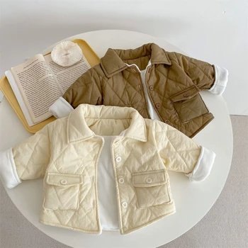 Зимно палто за малки момчета и момичета, модни детски връхни облекла, руното утепленная яке за деца от 1-3 години