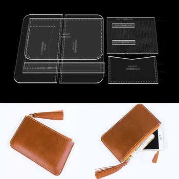Създаване на модела кожени чанти от крафт-хартия и акрилни шаблони за чанта-портфейл с пискюли с цип