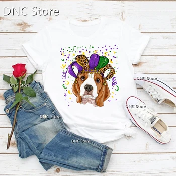 Смешно кученце Овчарка с корона и животните принтом, женска тениска, Модни дамски бяла риза в стил Харадзюку, Топ, Ежедневни дамски тениска 0