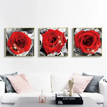 Модерни цветя, плакати и щампи, стенно изкуство, живопис върху платно, от красиви картини с червени рози за всекидневна декор Cuadors, без рамка 1