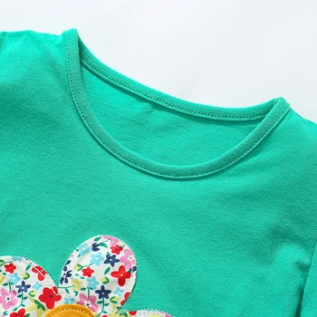 Little maven/ Нова Детска тениска за момичета с цветя аппликацией и бродерия, Красиви Тениски, Бебешки дрехи, Летни блузи за малки момичета, Върхове 2