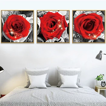 Модерни цветя, плакати и щампи, стенно изкуство, живопис върху платно, от красиви картини с червени рози за всекидневна декор Cuadors, без рамка 2