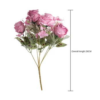 6 глави изкуствено цвете Букет от европейския рози сватбена украса за дома Ръчно букет Пътен полето цвете Фалшив цвете 3