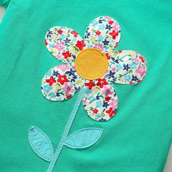 Little maven/ Нова Детска тениска за момичета с цветя аппликацией и бродерия, Красиви Тениски, Бебешки дрехи, Летни блузи за малки момичета, Върхове 3