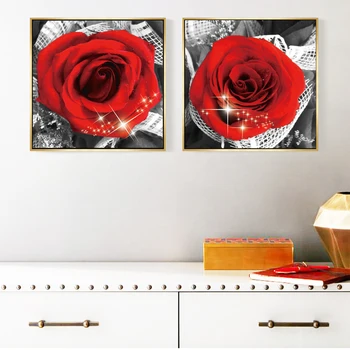 Модерни цветя, плакати и щампи, стенно изкуство, живопис върху платно, от красиви картини с червени рози за всекидневна декор Cuadors, без рамка 3