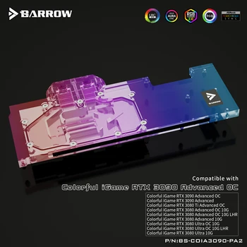 Воден блок BARROW с пълно покритие се използва за мастило блок за охлаждане на iGame RTX 3090 Advanced OC/RTX 3080 Ultra OC GPU Карта Header A-RGB 4