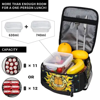 Жълт Небесна Изолирано чанта за обяд Термосумка за Еднократна употреба Cat Large Lunch Box Мъкна Чанти за съхранение на храни Офис Пикник 4