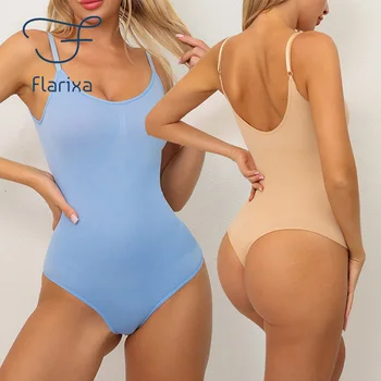 Flarixa Plus Size Body Shapers Женски Утягивающее Боди С Отворен Промежностью Коригиращо Бельо Безшевни Прашки Секси Гащеризон U Back Body suit XXXL 4