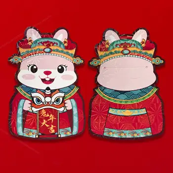 6шт китайски червени пликове, иновативен ярък цвят, атрактивен за подаръци, 2023 Червен плик, Червен плик 4