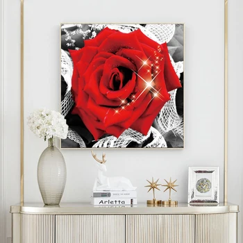 Модерни цветя, плакати и щампи, стенно изкуство, живопис върху платно, от красиви картини с червени рози за всекидневна декор Cuadors, без рамка 4
