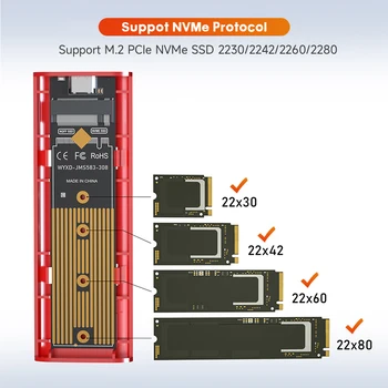 KingSpec 10 gbps M2 NVMe SSD HDD Case Box M. 2 NMVe SSD към USB 3.1 Корпус Type-A-Type-C Кабел за M2 SSD с OTG 4