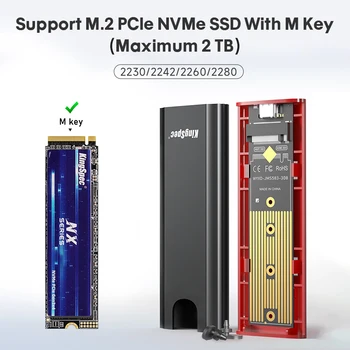 KingSpec 10 gbps M2 NVMe SSD HDD Case Box M. 2 NMVe SSD към USB 3.1 Корпус Type-A-Type-C Кабел за M2 SSD с OTG 5