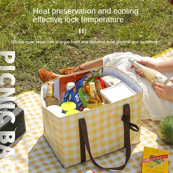 2 ЕЛЕМЕНТА. Чанта за обяд, двупластова защита, кошница за къмпинг, принадлежности за къмпинг, чанта за пикник чанта за къмпинг, водоустойчив практически 5